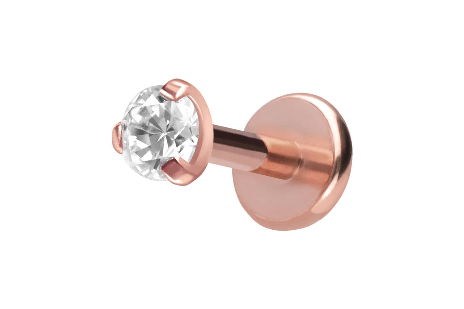 Titan Labret Piercing mit Push Fit EINGEFASSTER KRISTALL